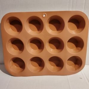 Vintage Chilton 12 Part Muffin Cupcake Pan #24 Orange Top Metal Pan Some Flaws